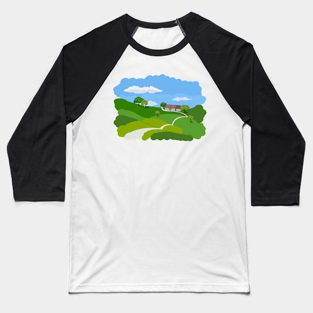 Landscape village Baseball T-Shirt by mypointink